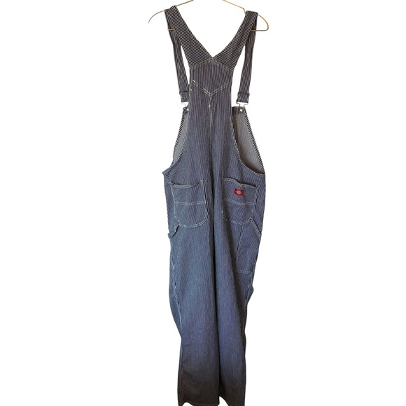 Dickies Women's Hickory Striped Denim Overalls 1X Blue White Carpenter - Picture 5 of 12